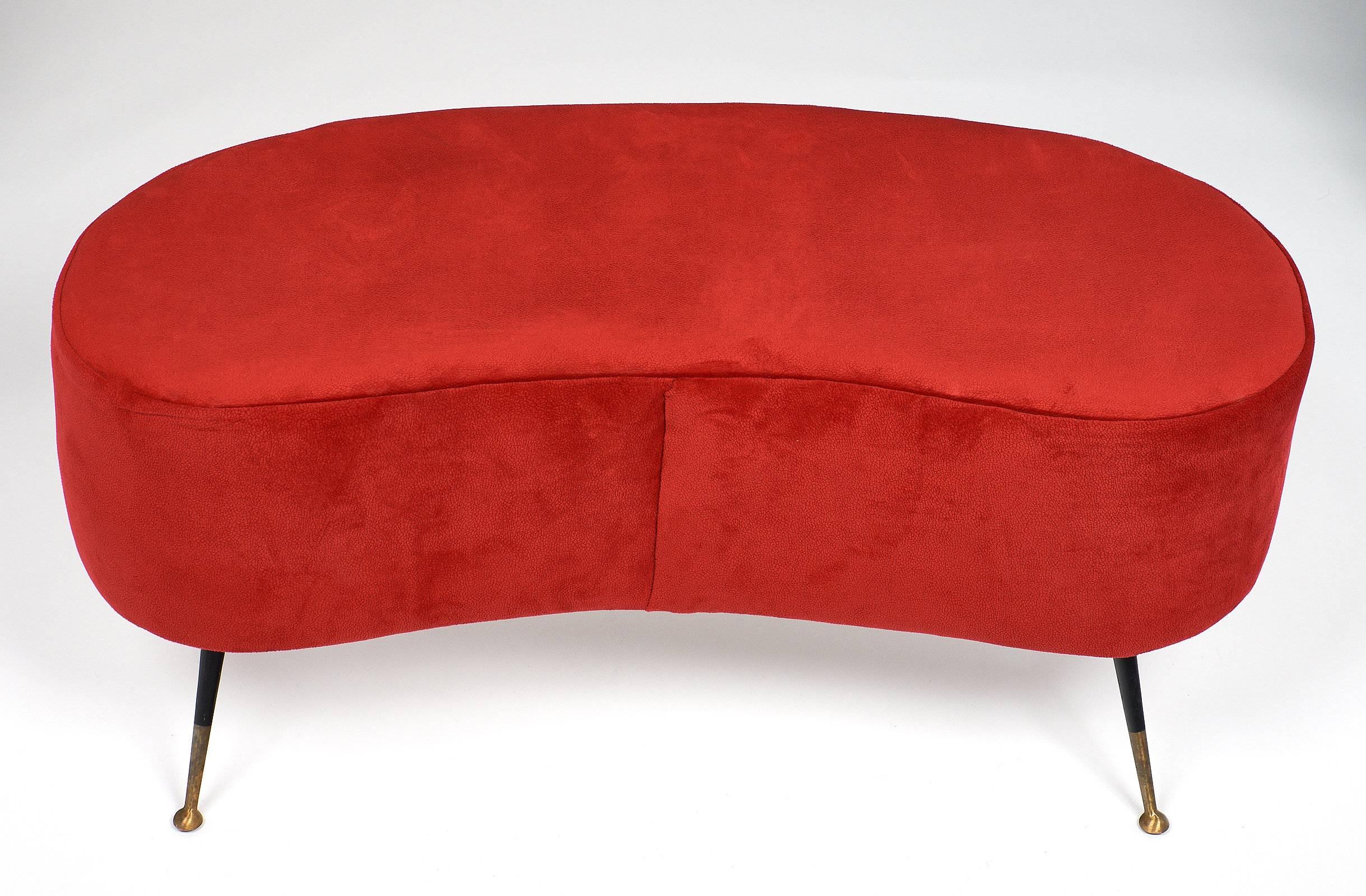 Mid-20th Century Carlo de Carli Style Cherry-Red Vintage Benches