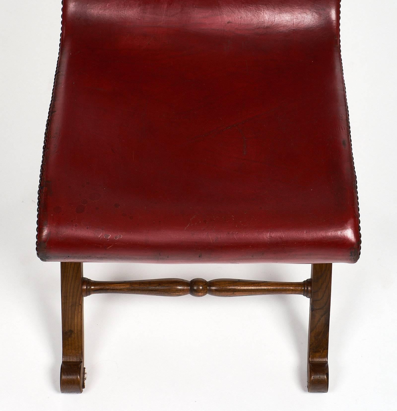 Early 20th Century Set of Four Crimson Leather Valenti Chairs