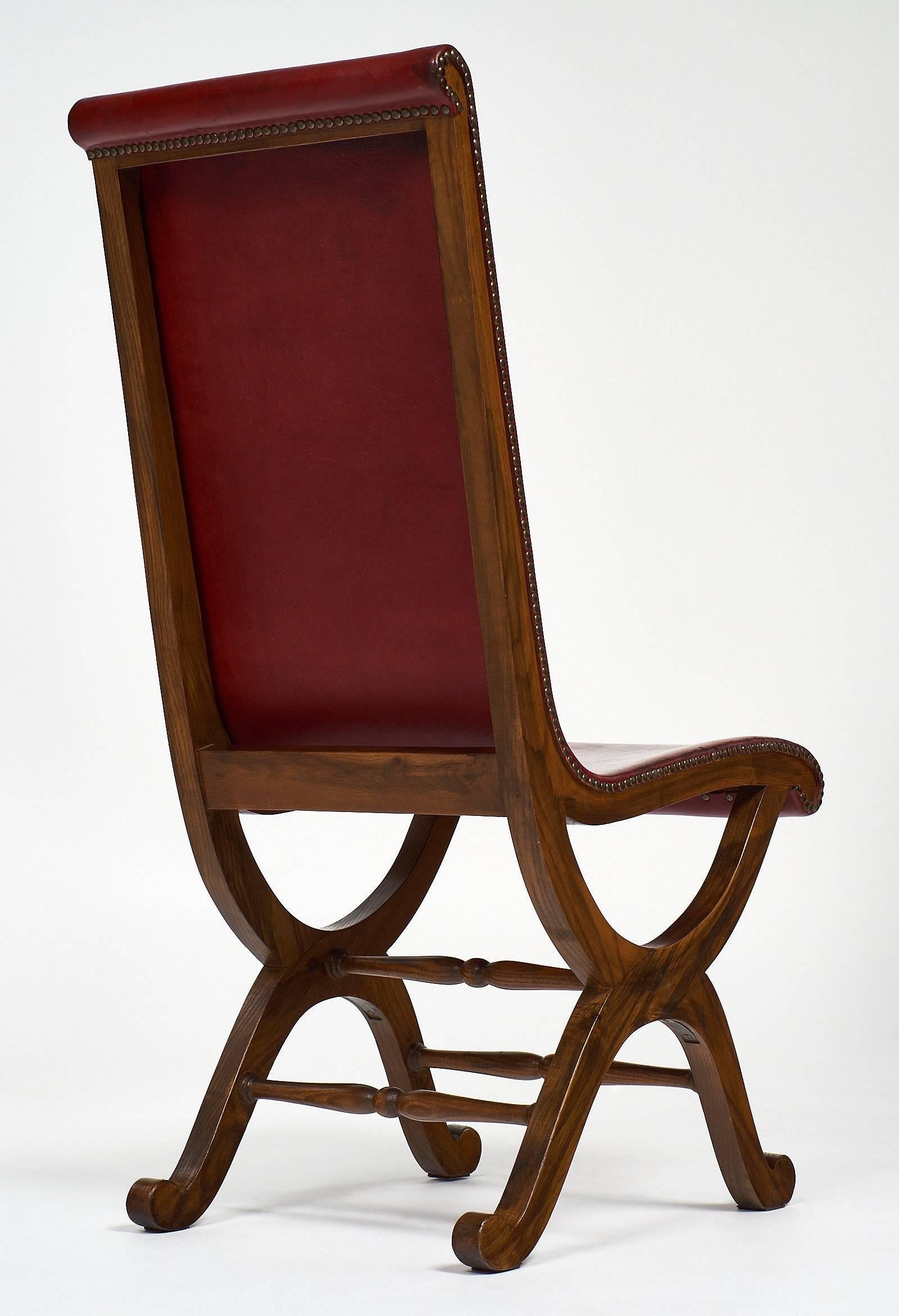 Set of Four Crimson Leather Valenti Chairs 1