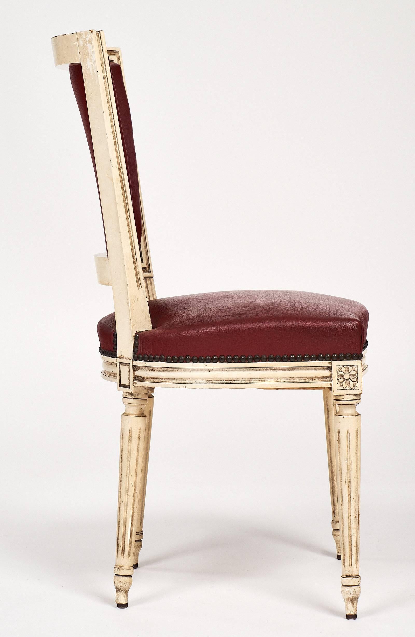 Ten Louis XVI Style Red Dining Chairs 3