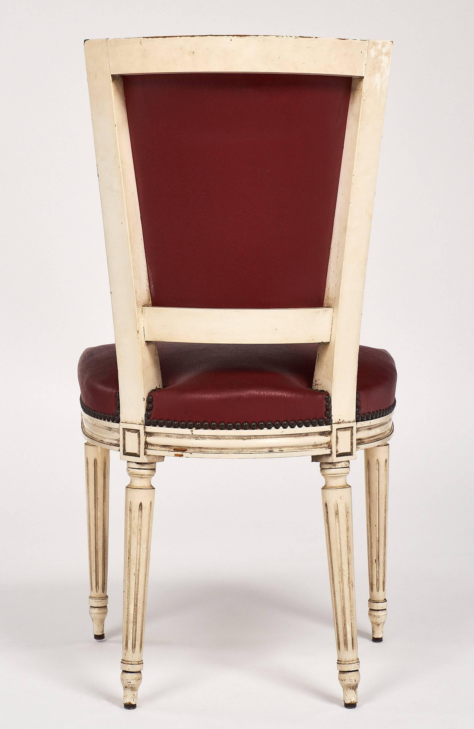 Ten Louis XVI Style Red Dining Chairs 4