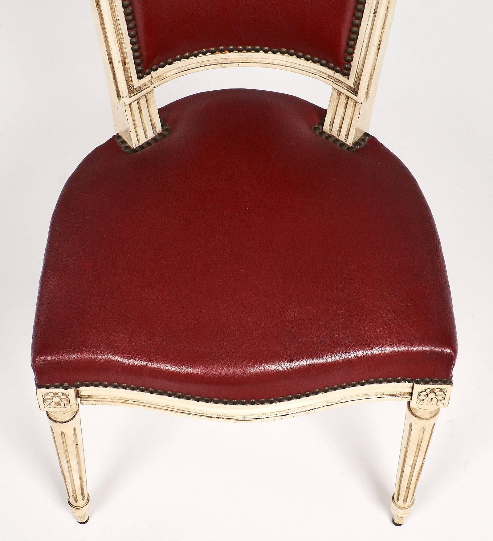 Ten Louis XVI Style Red Dining Chairs 2