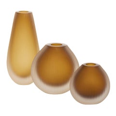 Murano Glass Frosted Amber Vases