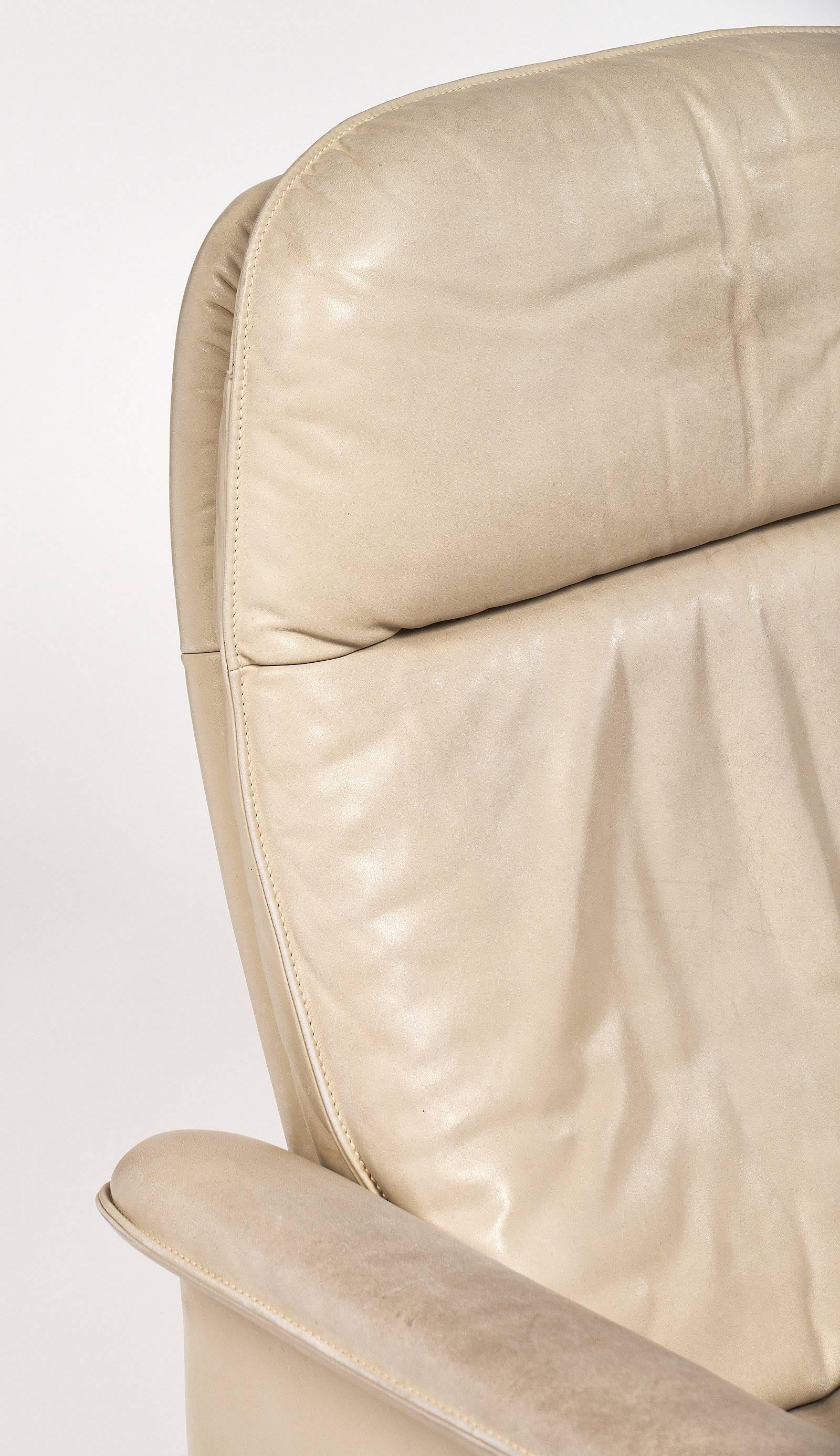 Modern De Sede Cream Leather Armchairs