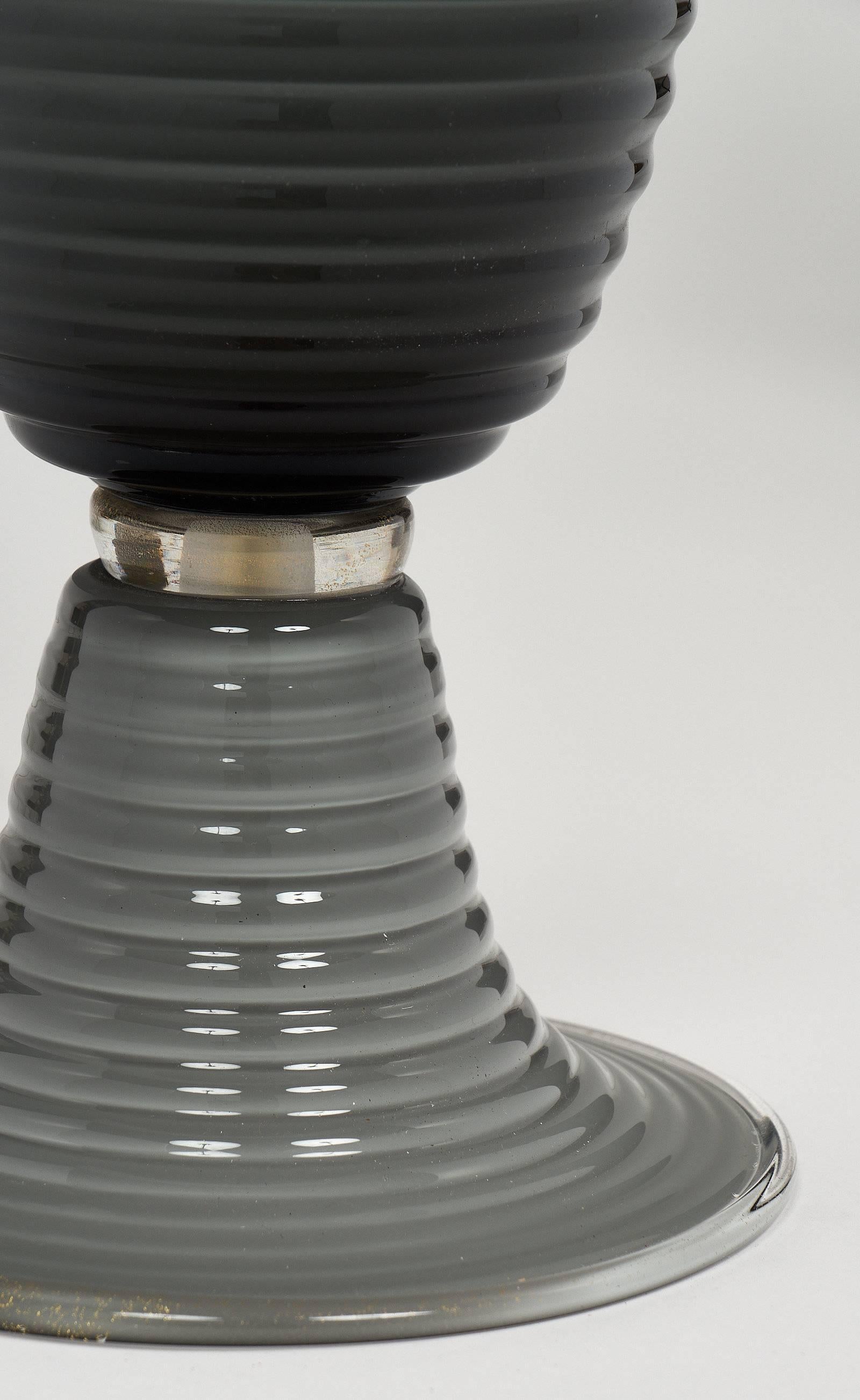 Single Murano Glass Gray Ridged Lamp 2