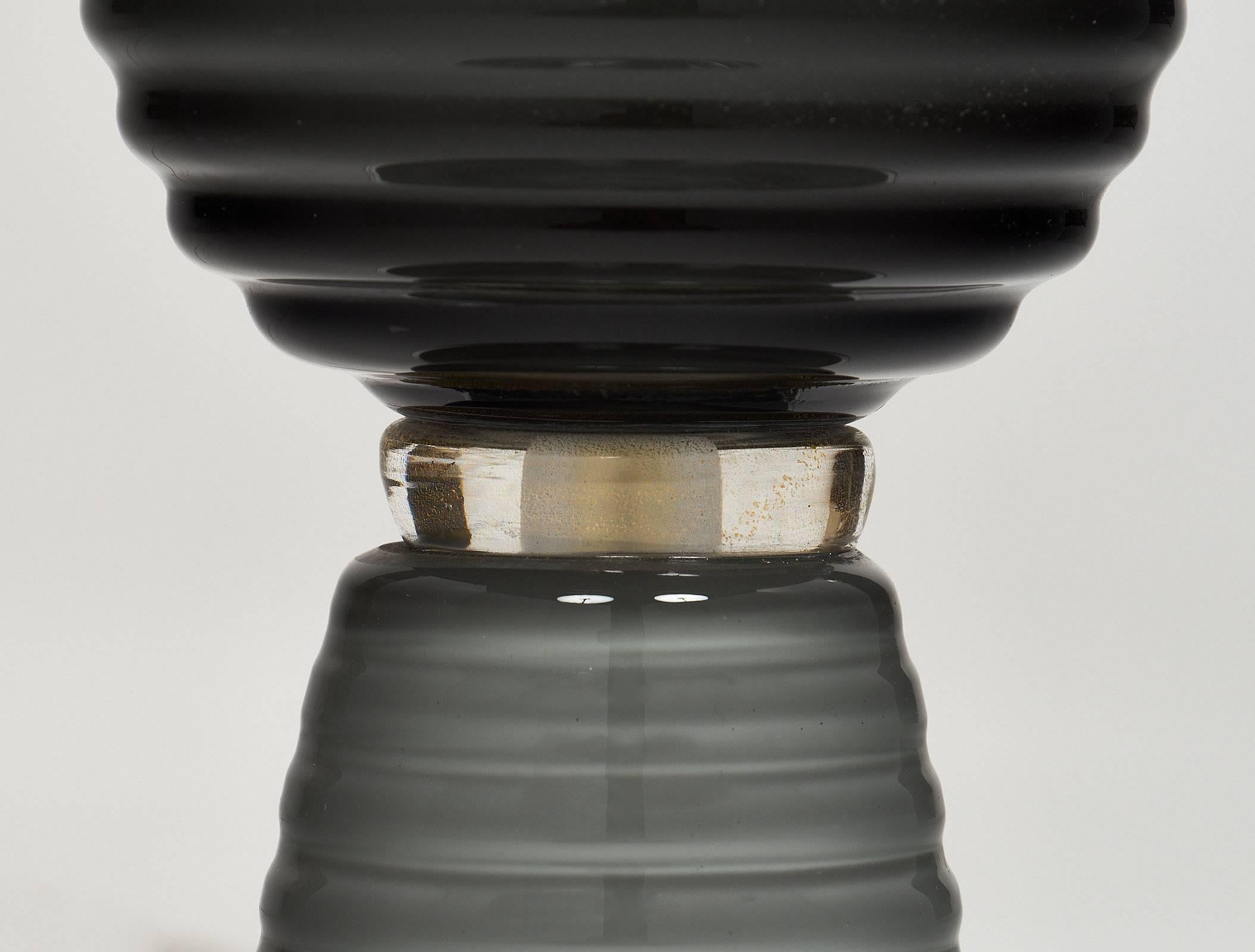 Single Murano Glass Gray Ridged Lamp 3