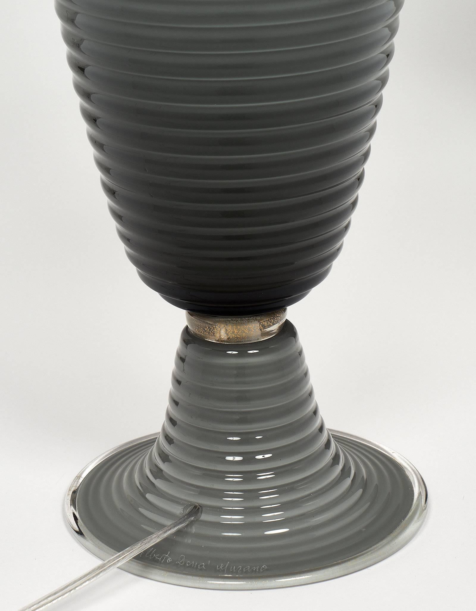 Single Murano Glass Gray Ridged Lamp 4
