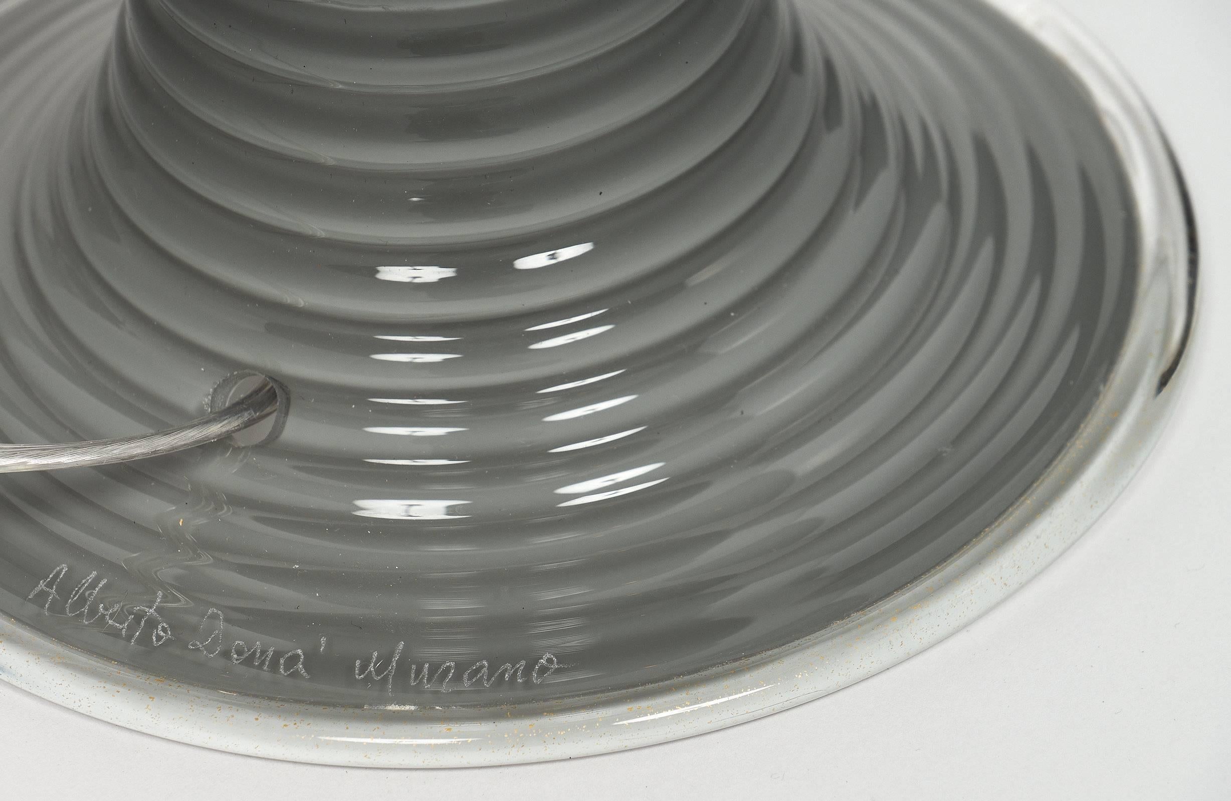 Single Murano Glass Gray Ridged Lamp 5