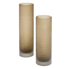 ‘Battuto’ Smoked Murano Glass Vases