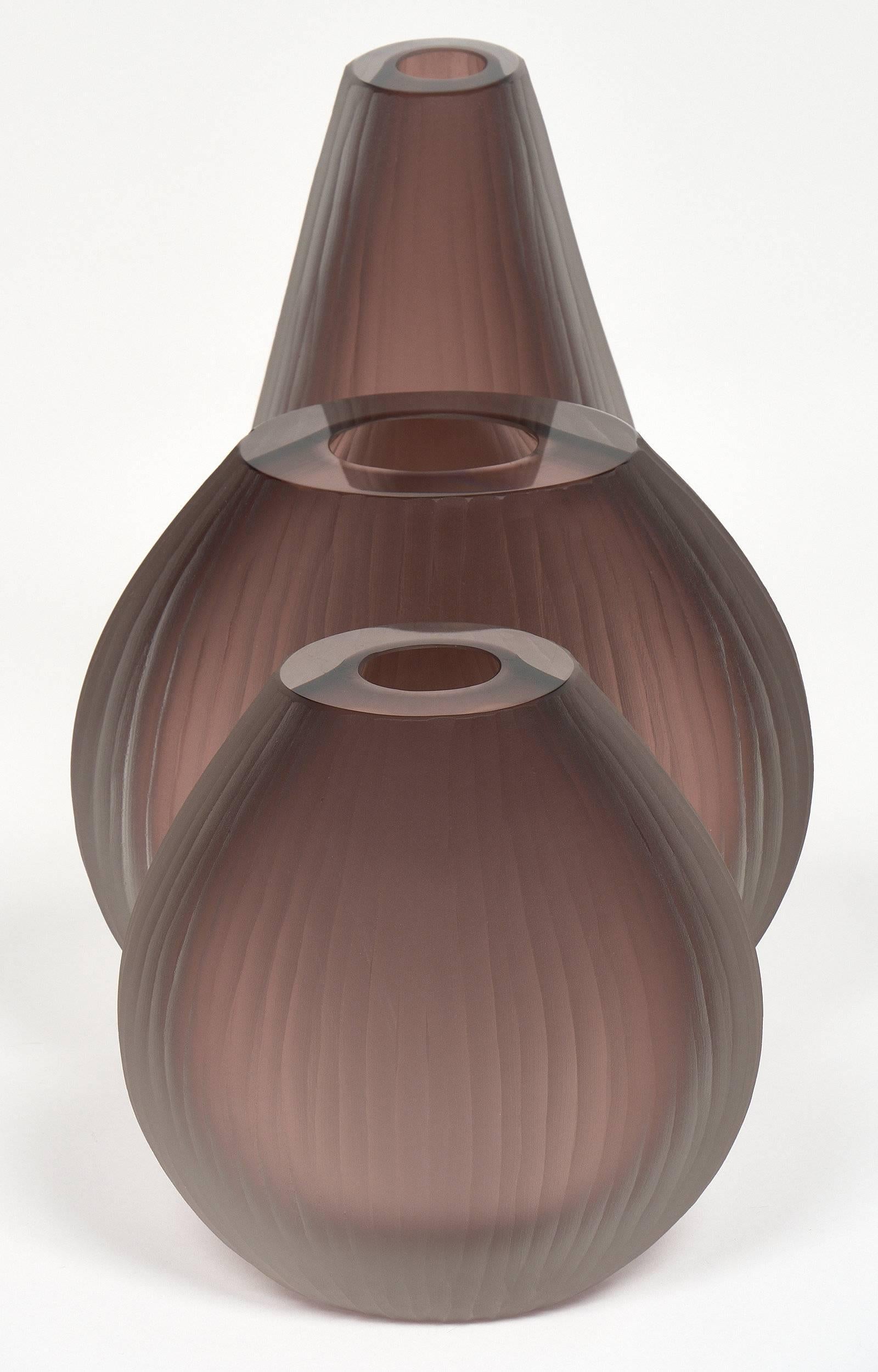 Italian Murano Glass Frosted Vases in the Tobia Scarpa Manner