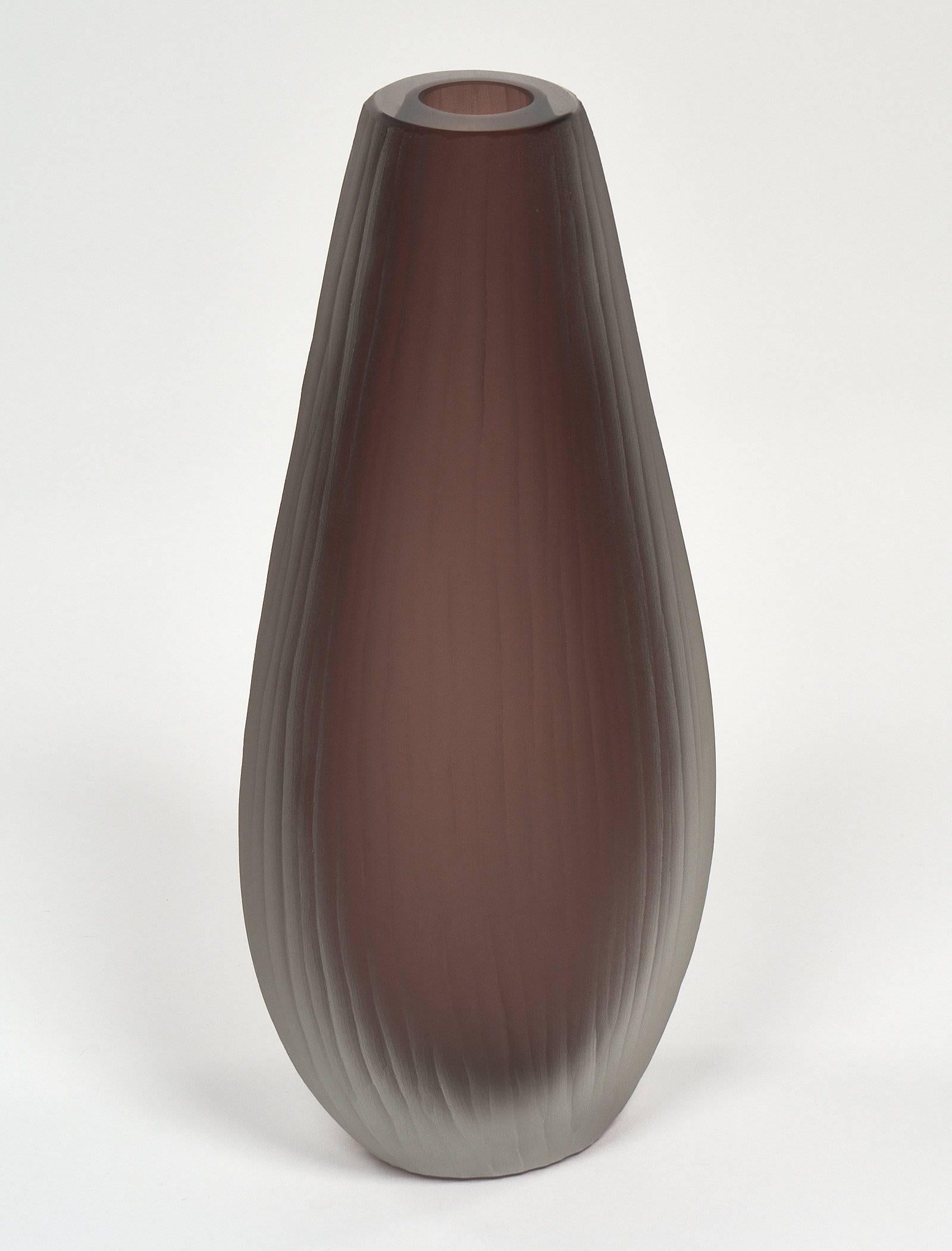 Contemporary Murano Glass Frosted Vases in the Tobia Scarpa Manner