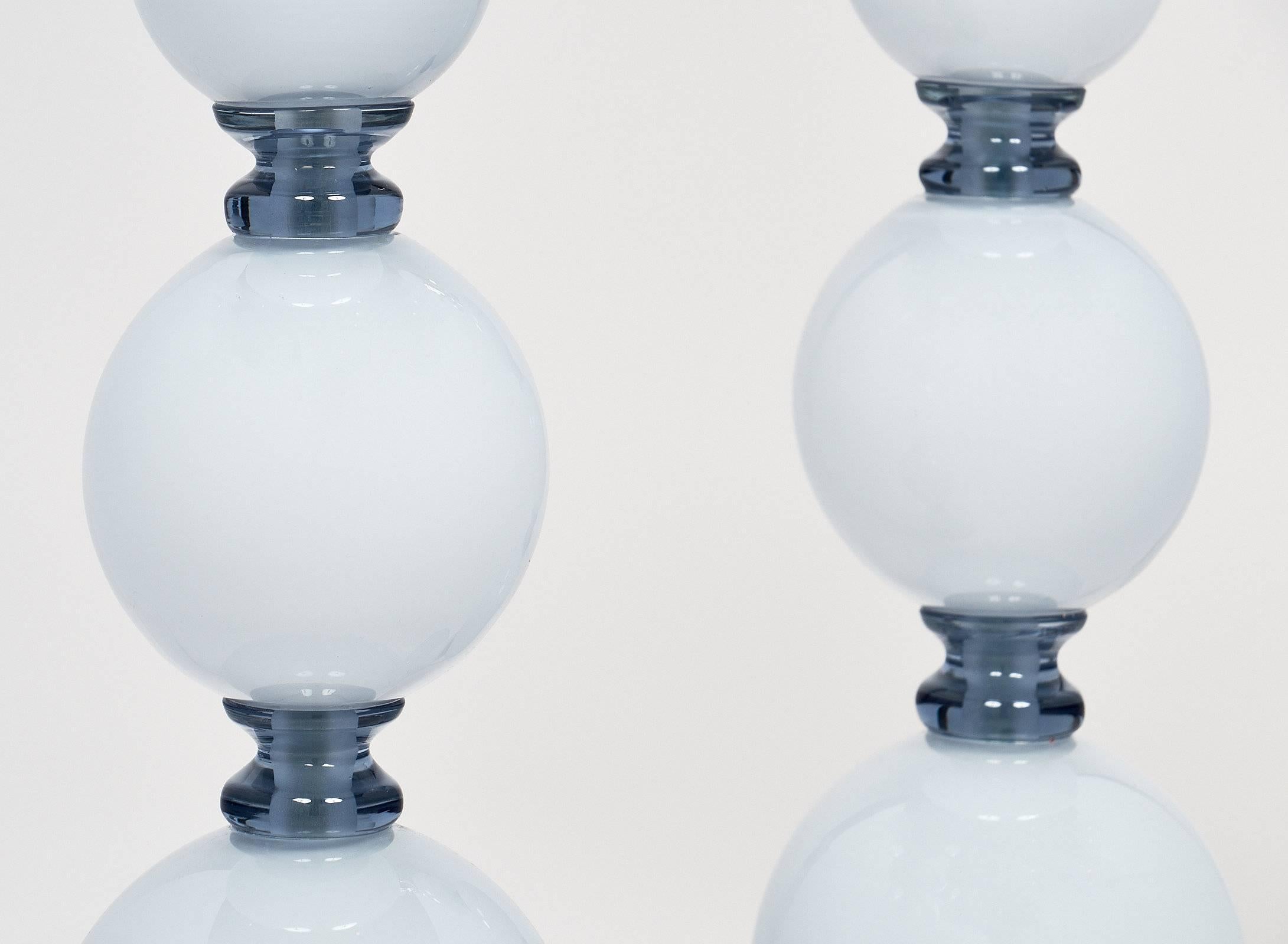Contemporary Spherical Blue Murano Glass Table Lamps