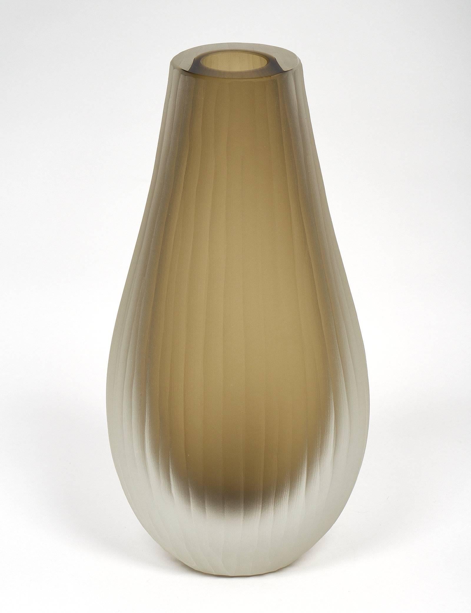 Murano Glass Trio of Murano Frosted Tobia Scarpa Style Vases