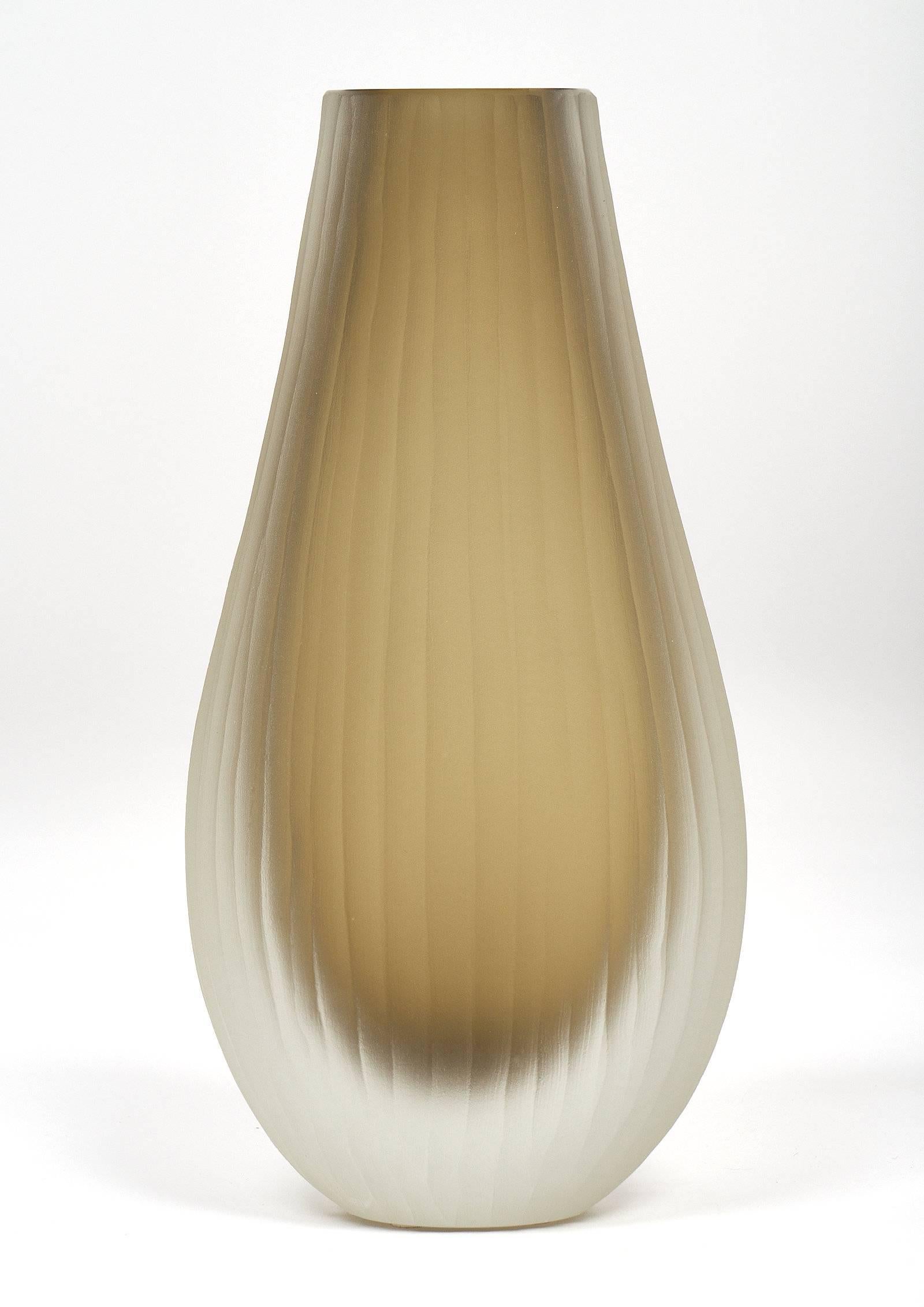 Contemporary Trio of Murano Frosted Tobia Scarpa Style Vases