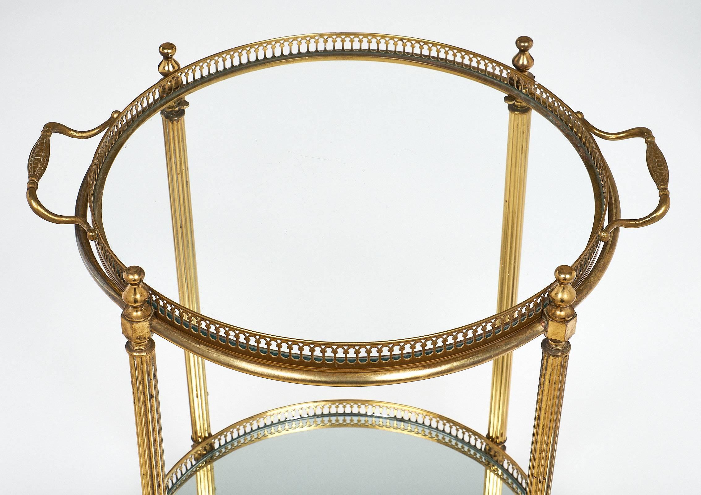 Circular Art Deco French Bar Cart with Tray 1