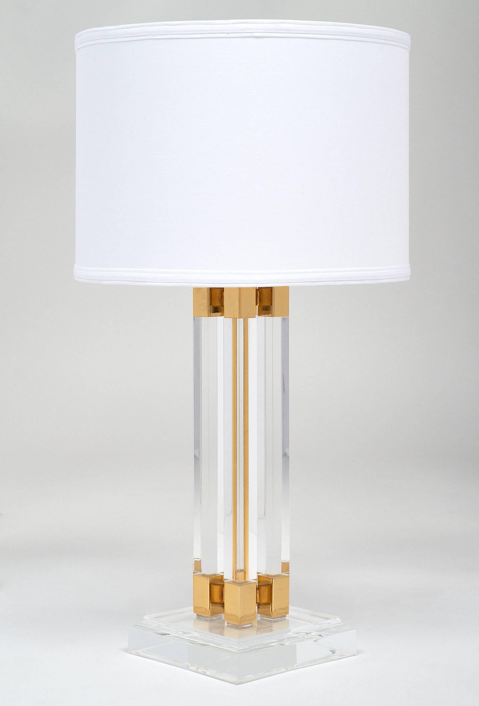 Mid-Century Modern Lucite and Brass Midcentury Table Lamps