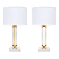 Lucite and Brass Midcentury Table Lamps