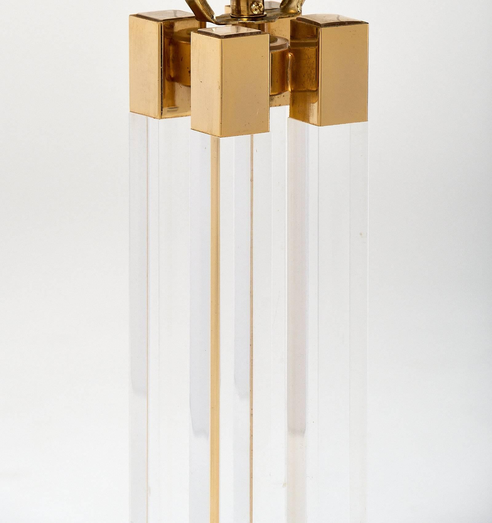 Mid-20th Century Lucite and Brass Midcentury Table Lamps
