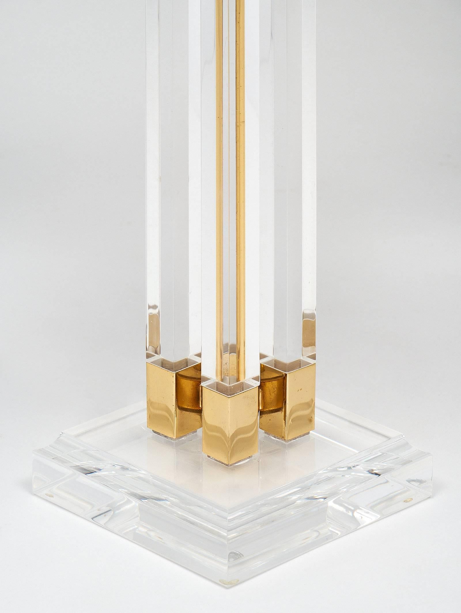 Lucite and Brass Midcentury Table Lamps 3