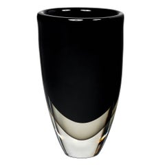 Murano Glass “Sommerso” Black Vase