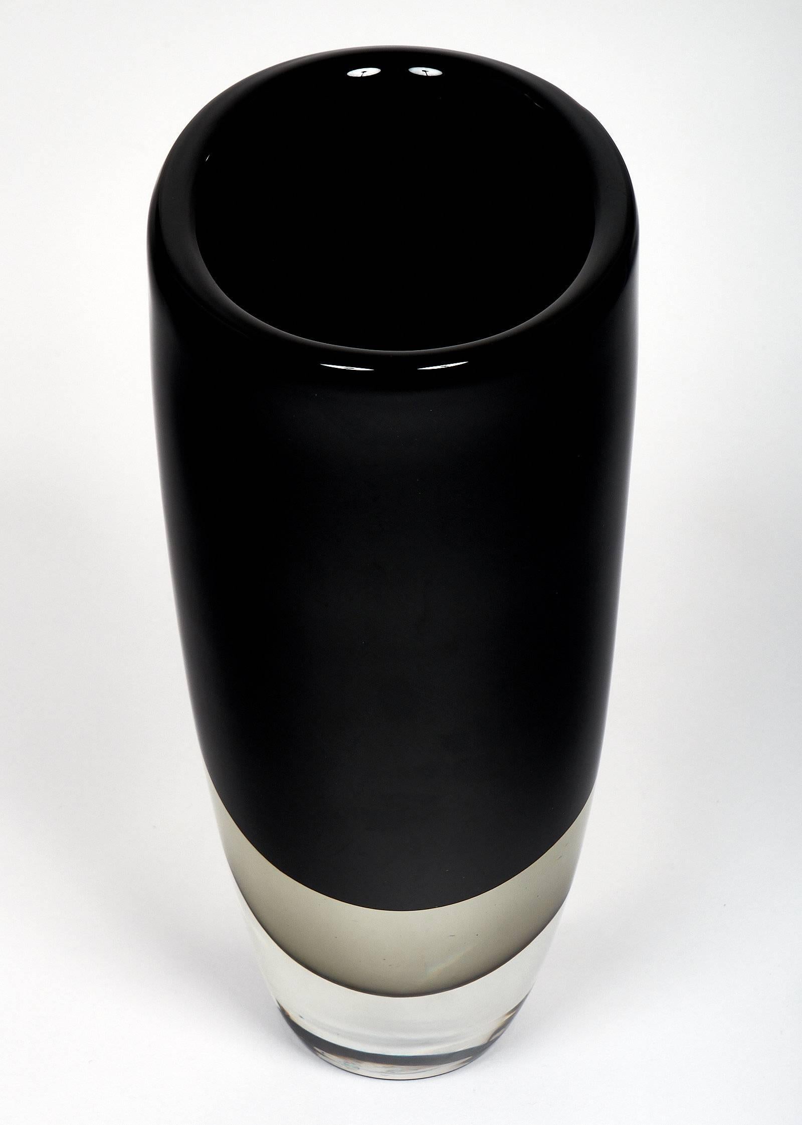 Contemporary Murano Glass “Sommerso” Black Vase