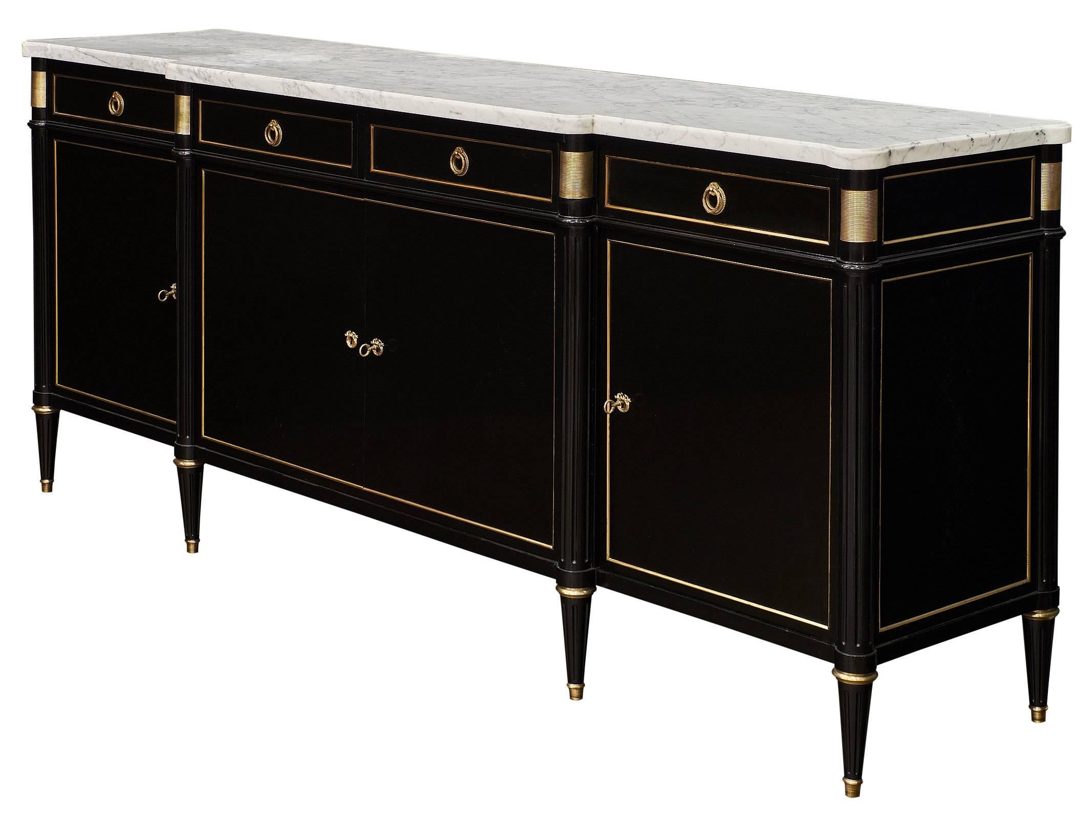 Ebonized Louis XVI Style Grand French Buffet In Excellent Condition In Austin, TX