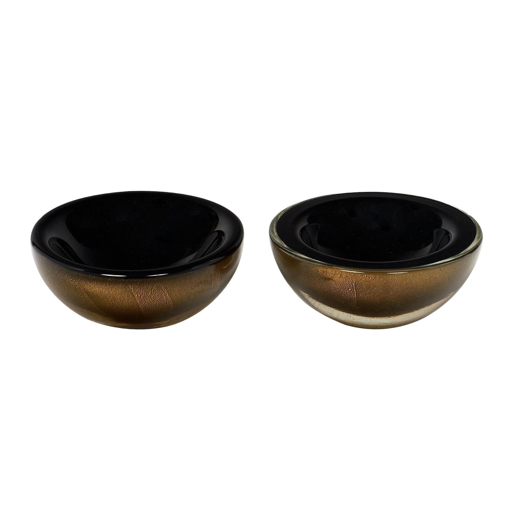 Black and Gold Murano Glass Bowl