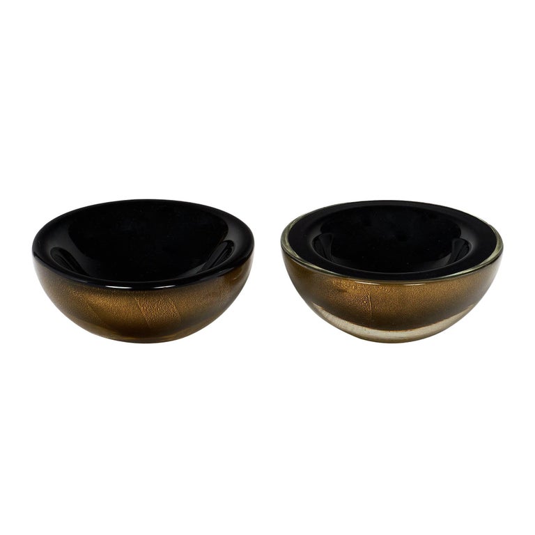 Black And Gold Murano Glass Bowl At 1stdibs