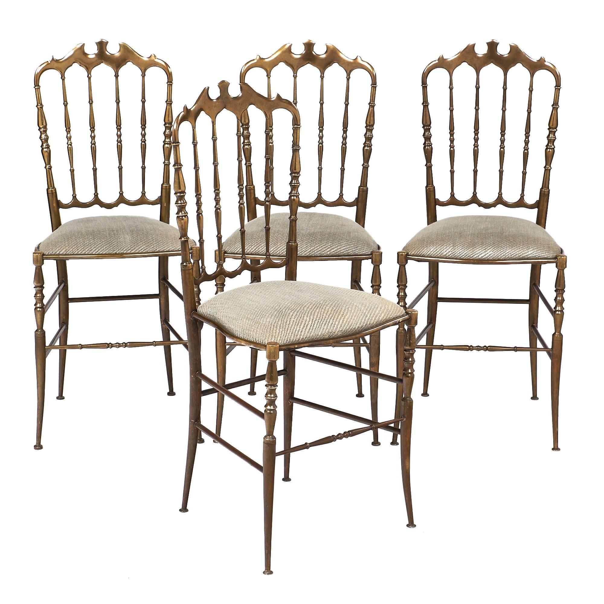 Four Vintage Brass Chiavari Chairs