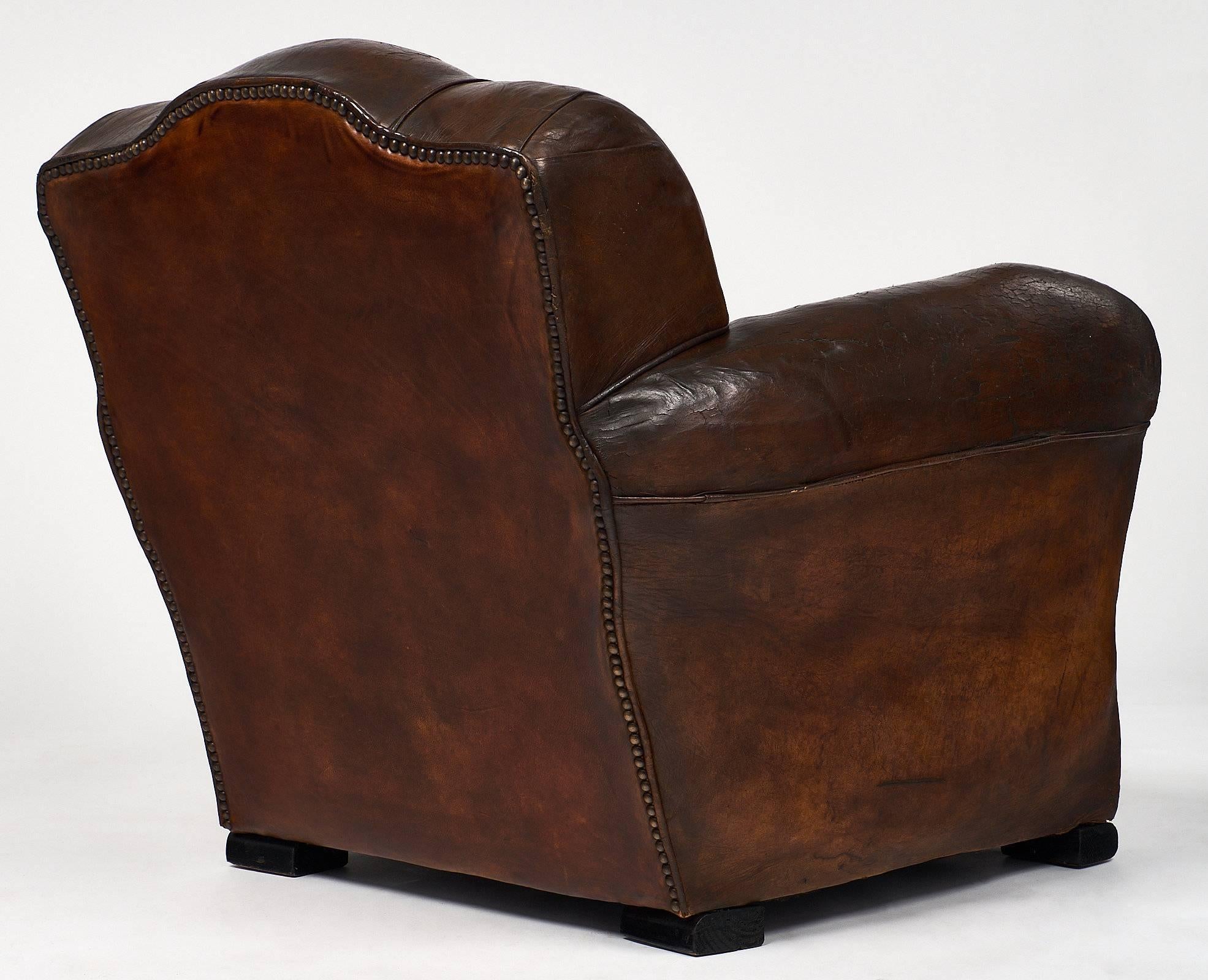 French Art Deco Period Leather Club Chair 5