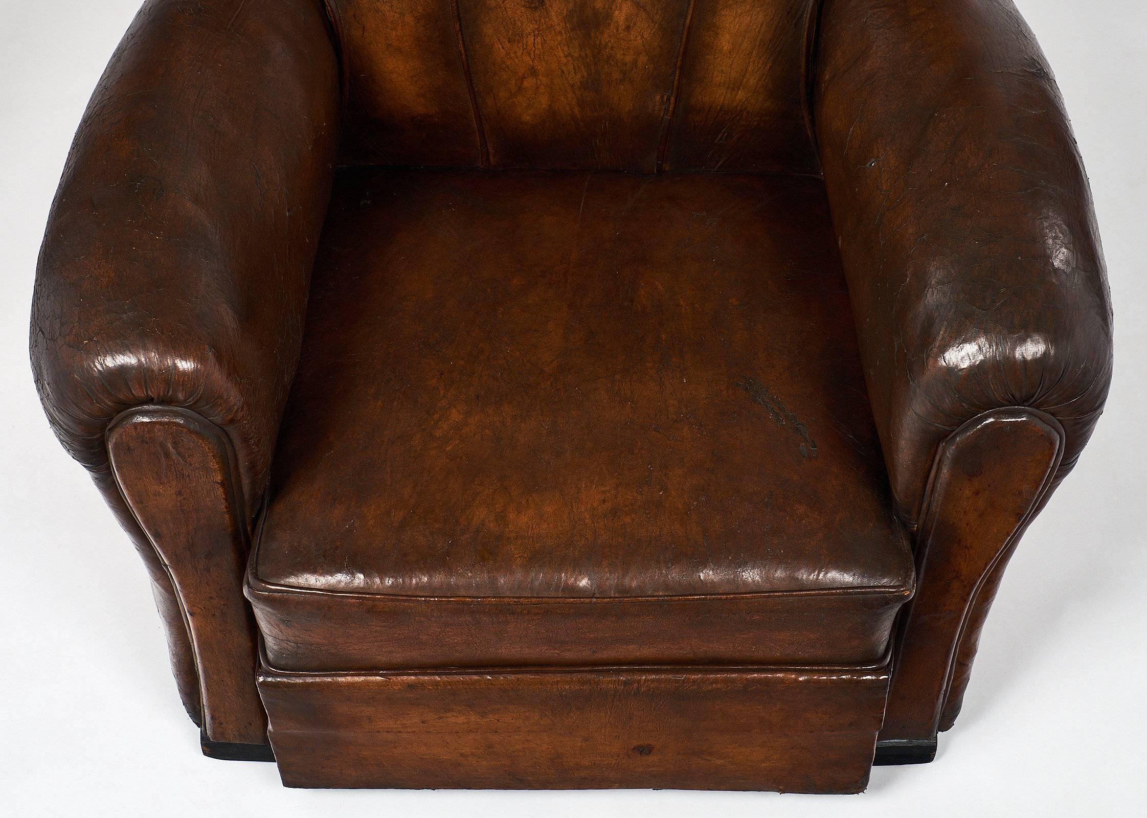 French Art Deco Period Leather Club Chair 2