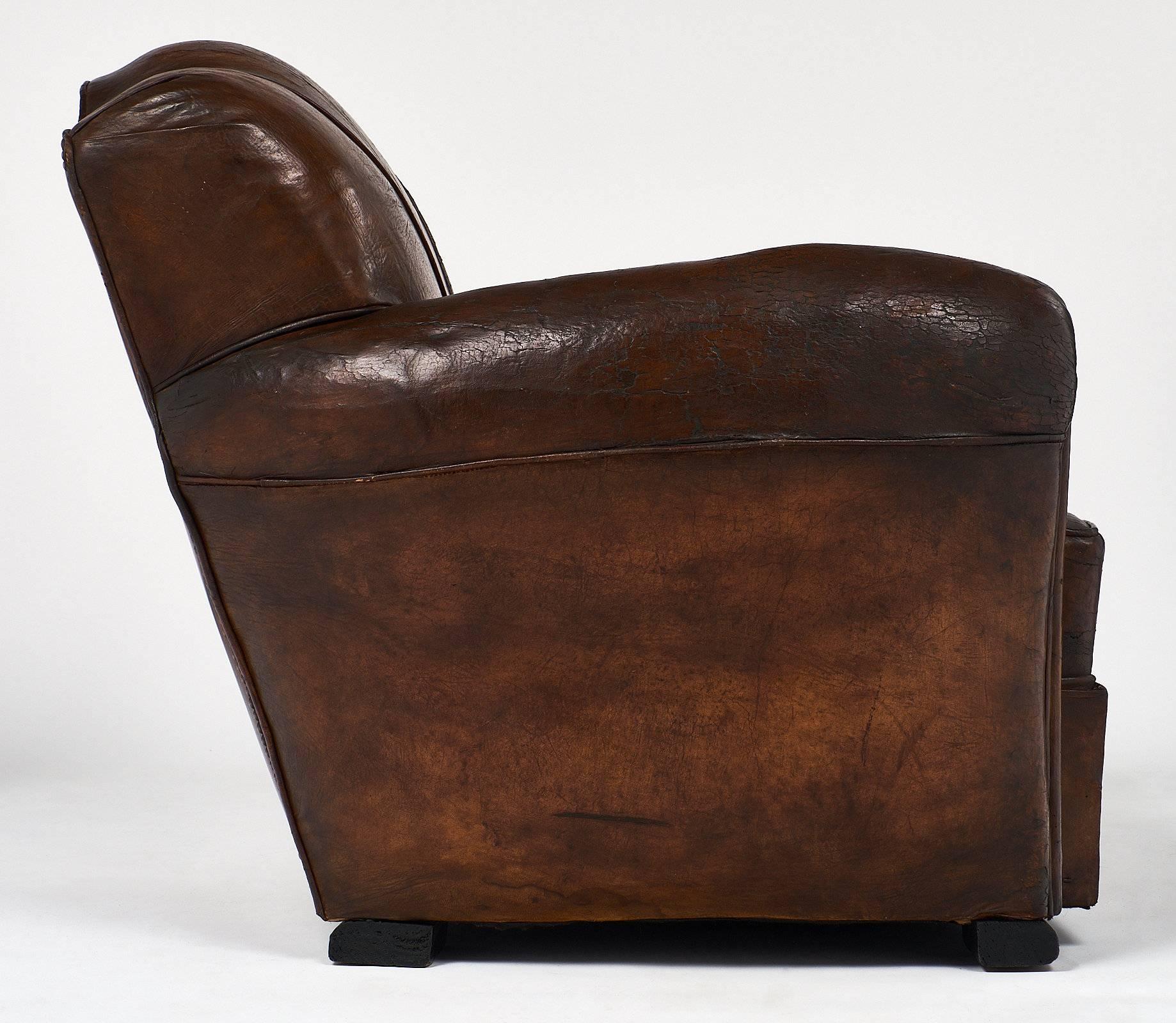 French Art Deco Period Leather Club Chair 4