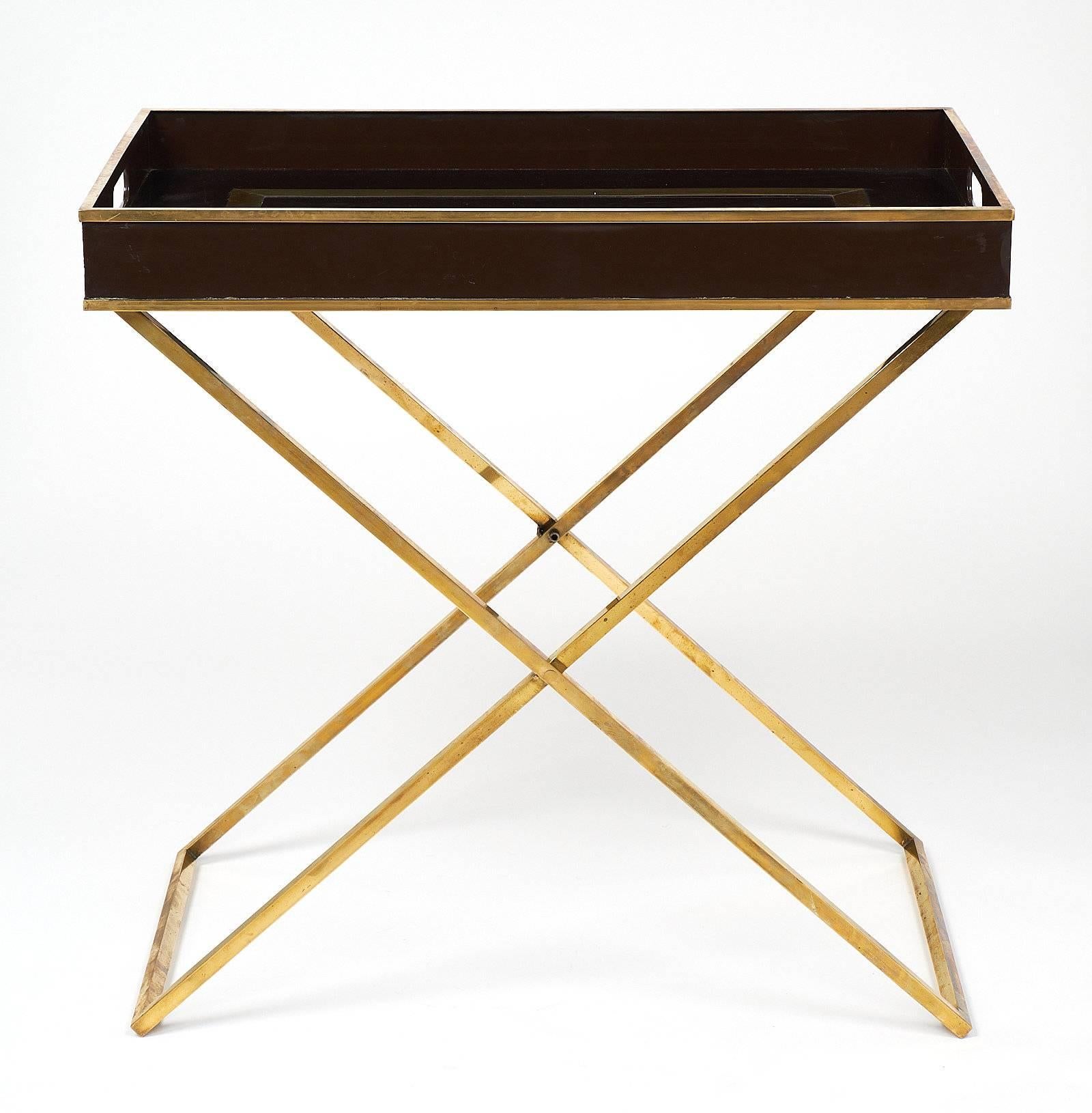 Mid-Century Modern Modern Brass and Lucite Tray Table