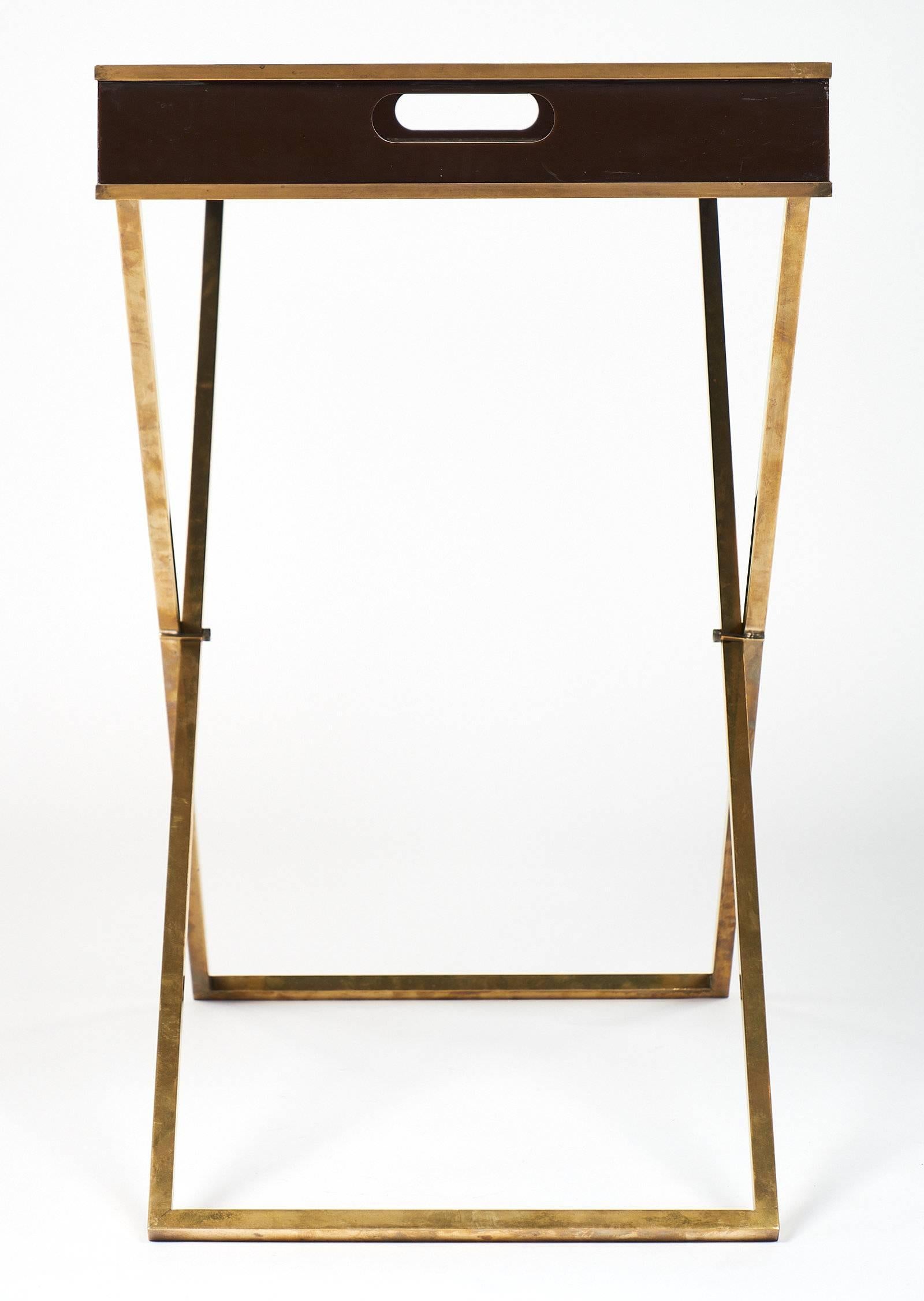 Modern Brass and Lucite Tray Table 3