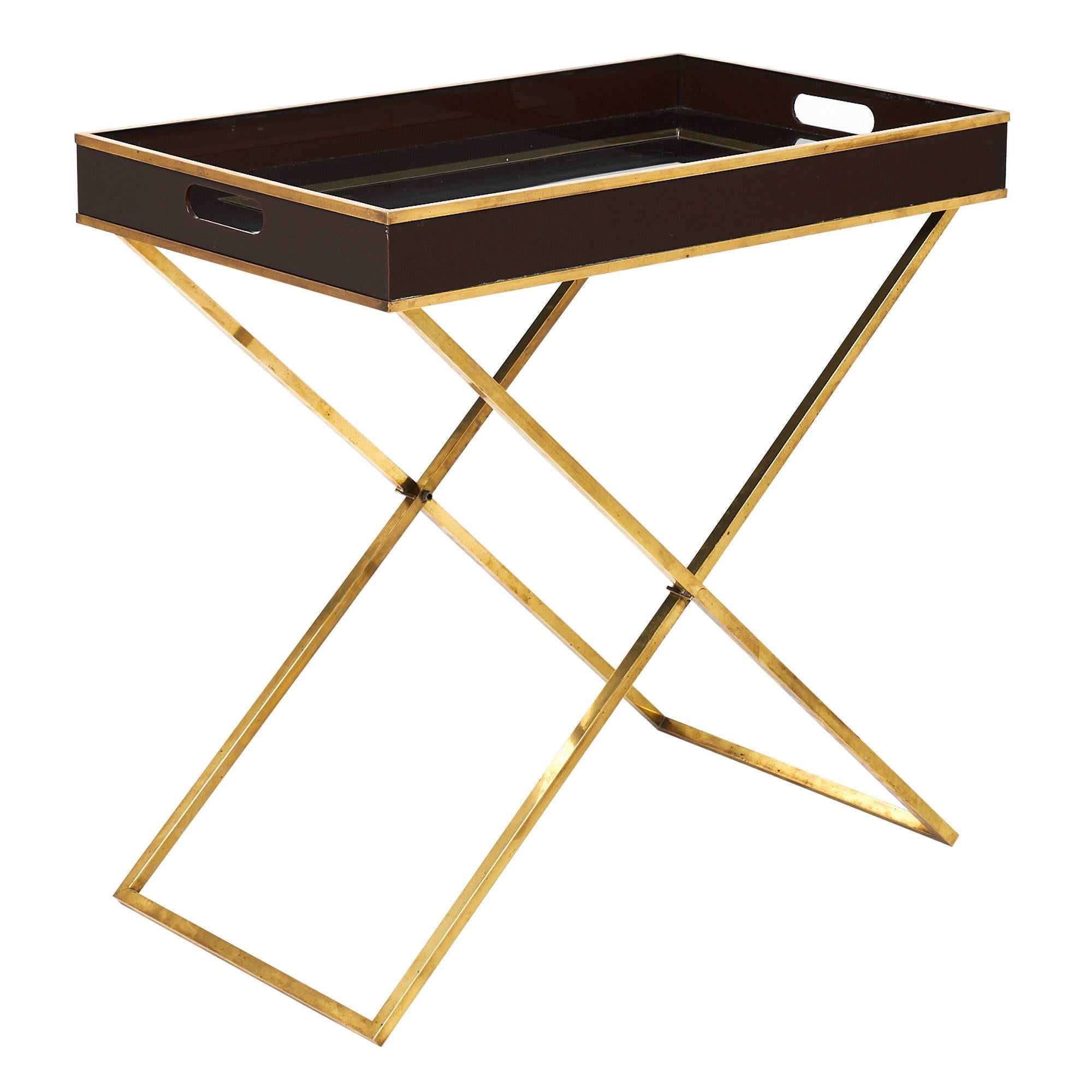Modern Brass and Lucite Tray Table