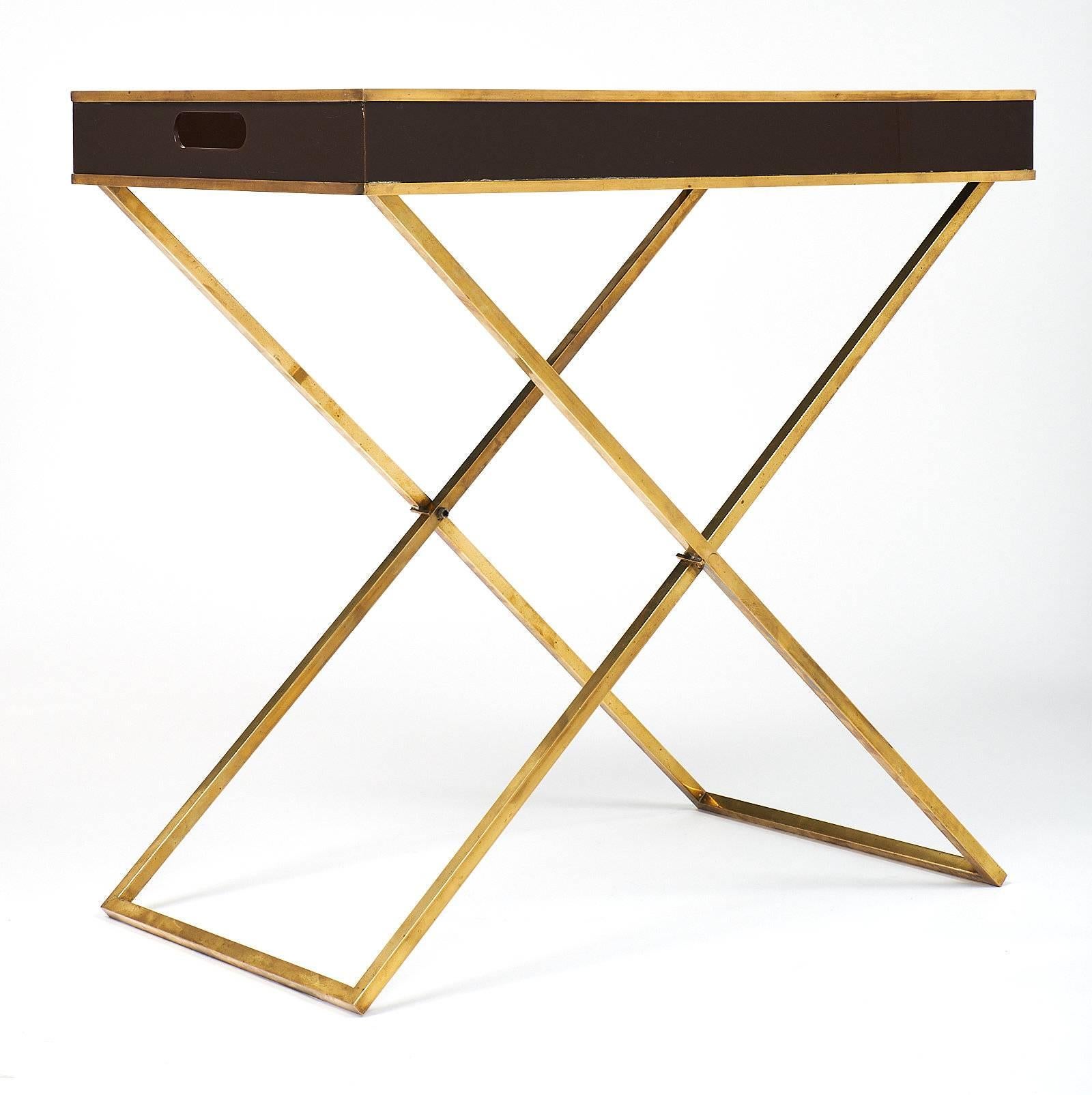 Modern Brass and Lucite Tray Table 2
