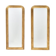 Antique Pair of Louis Philippe Period Gold Leaf Mirrors