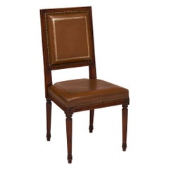 Louis XVI Style French Leather Side Chair