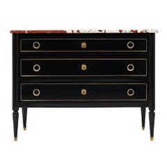 Red Marble Topped Louis XVI Style Chest