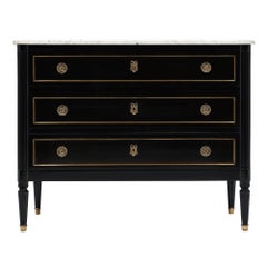 Louis XVI Style Antique Chest with Carrara Marble Top