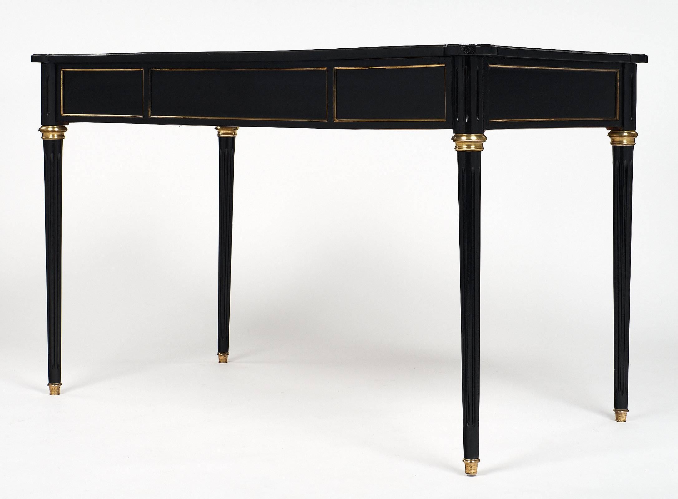 Brass Louis XVI Style Leather-Top Desk