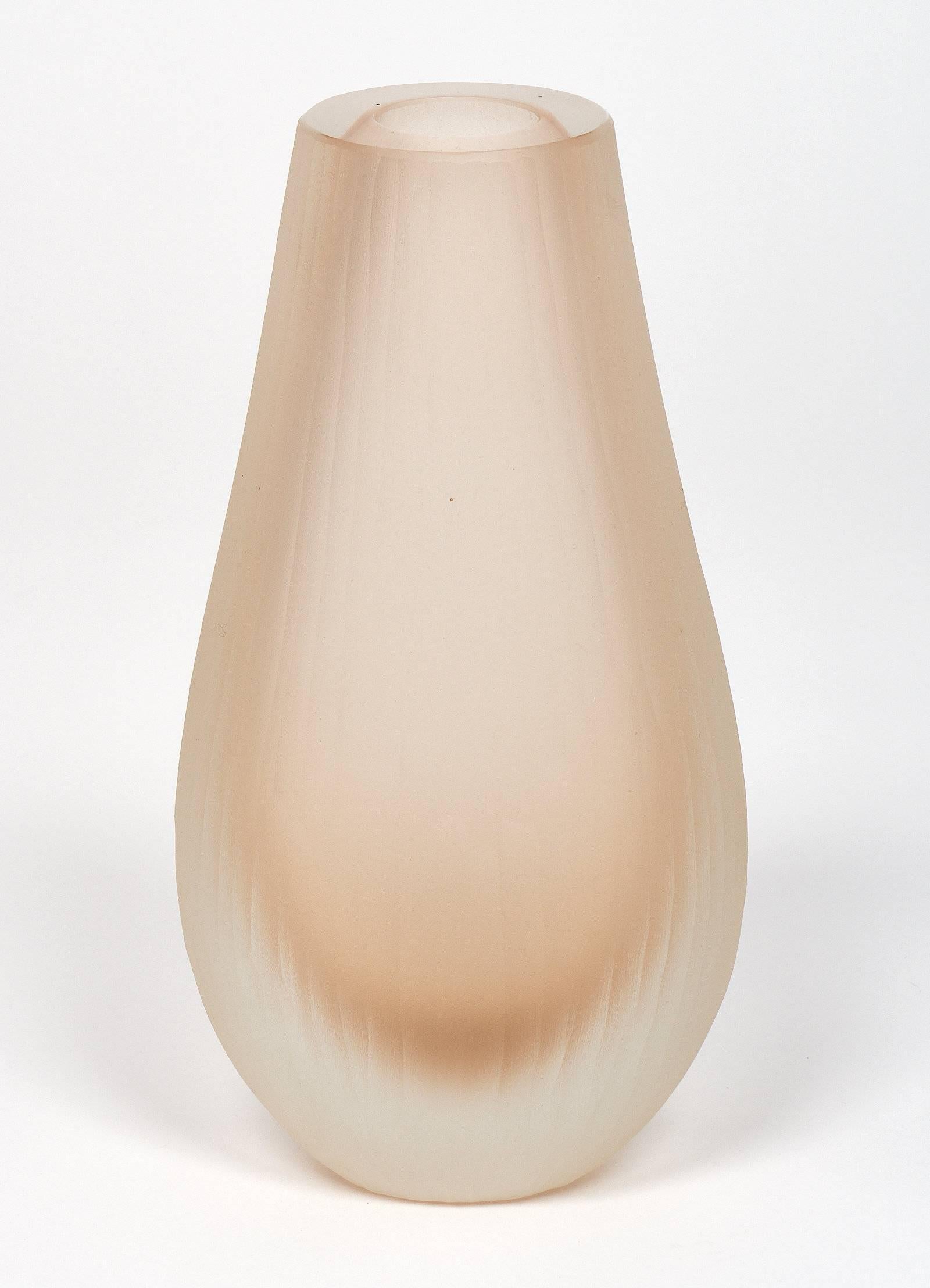 Tobia Scarpa Style Pink Murano Glass Vase Trio 1
