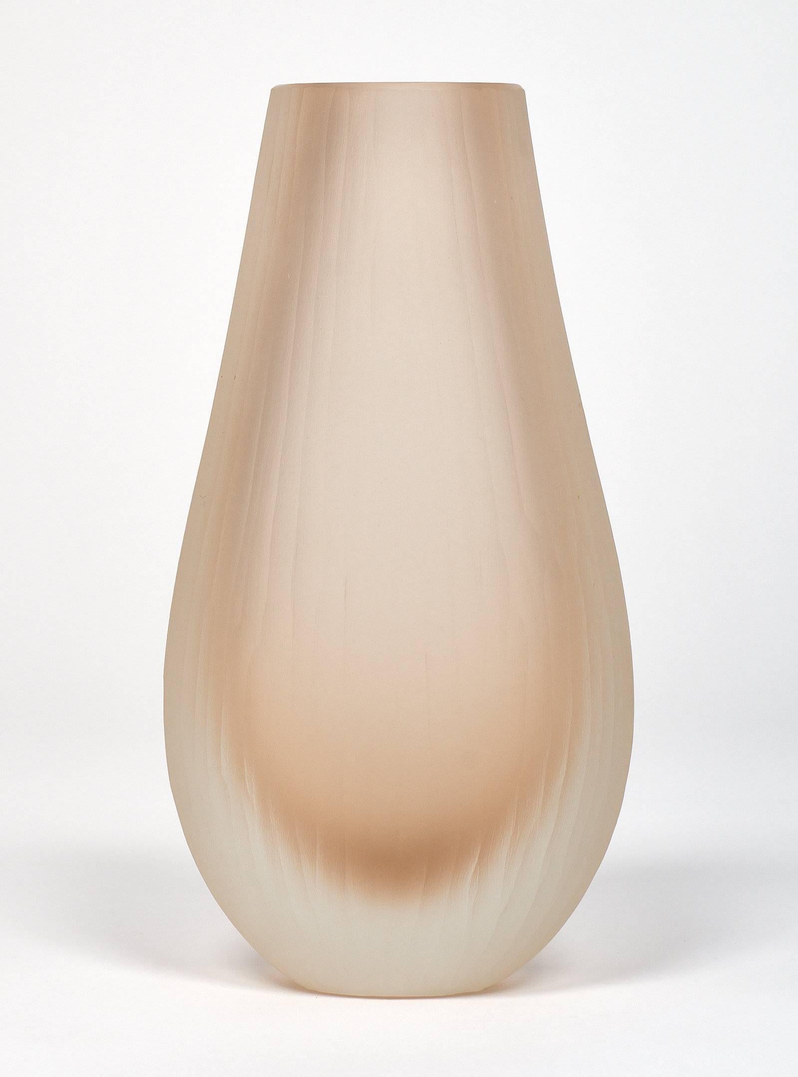 Contemporary Tobia Scarpa Style Pink Murano Glass Vase Trio