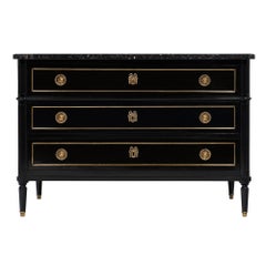 Louis XVI Style French Chest with Black Marble Top