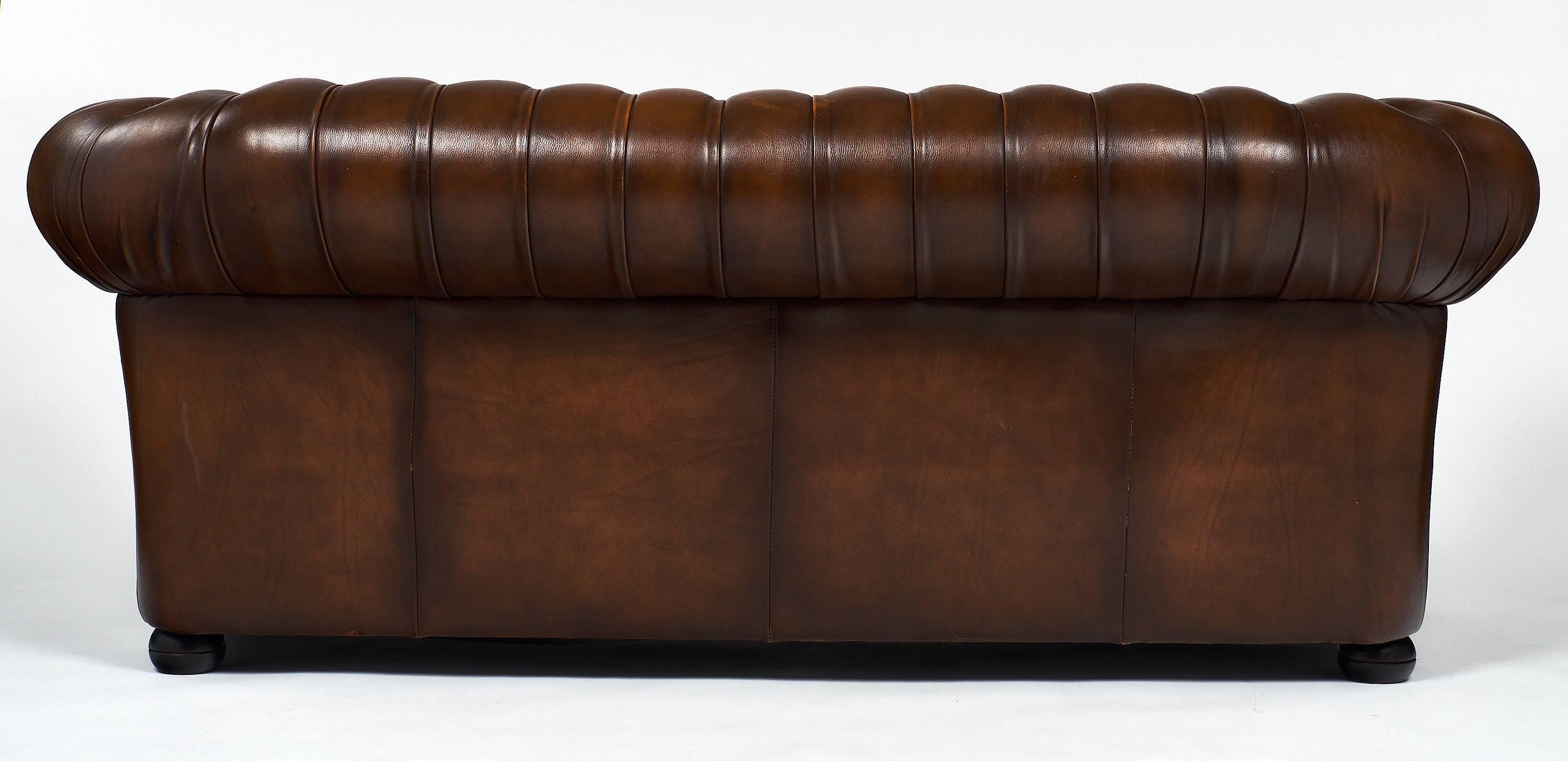 English Chesterfield Cognac Leather Sofa 4