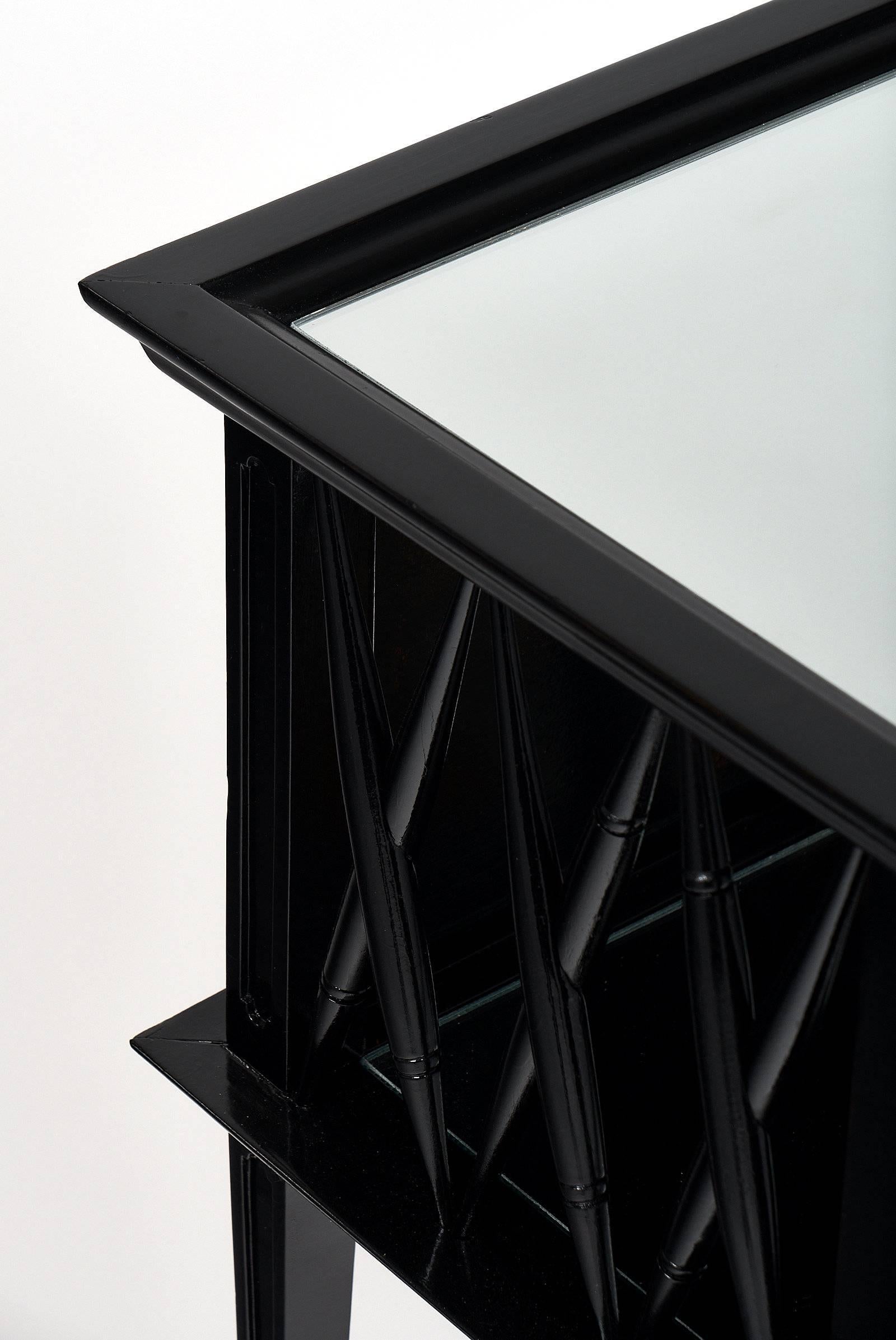 Mirror Ebonized Directoire Style Side Tables