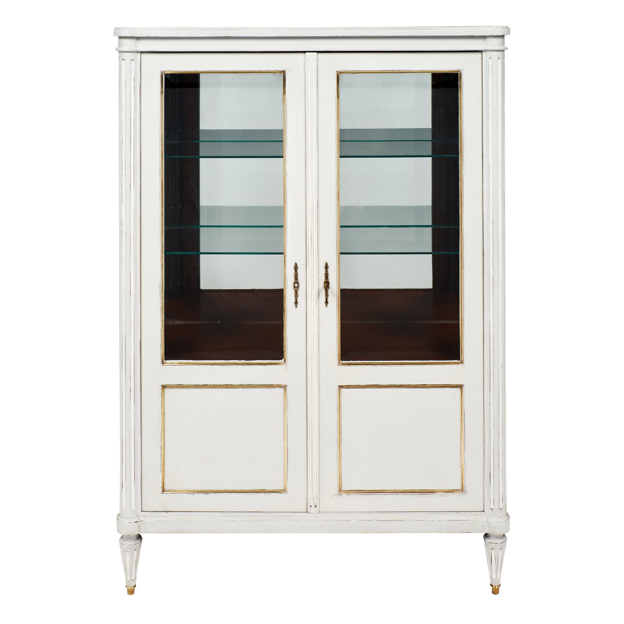 French Louis XVI Revival Two Door Bookcase Vitrine Cabinet Circa
