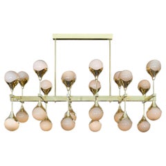 Murano Glass Sphere Chandelier in Stilnovo Style, Brass, Modern Design