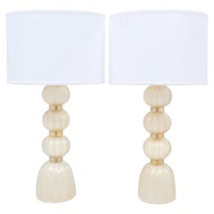 Pair of Gold "Avventurina" Murano Glass Table Lamps