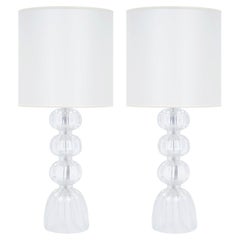 Hand-Crafted Murano Glass Iridescent Table Lamps, Mid-Century Modern